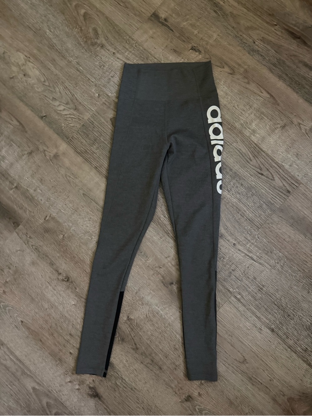 adidas Charcoal Gray Logo Side-Panel Girls' Leggings